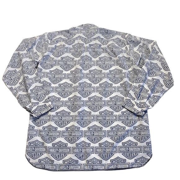 Harley-Davidson Henley Style Mandarin Collar Pull-Over Cotton Spell Out Shirt - Picture 4 of 8